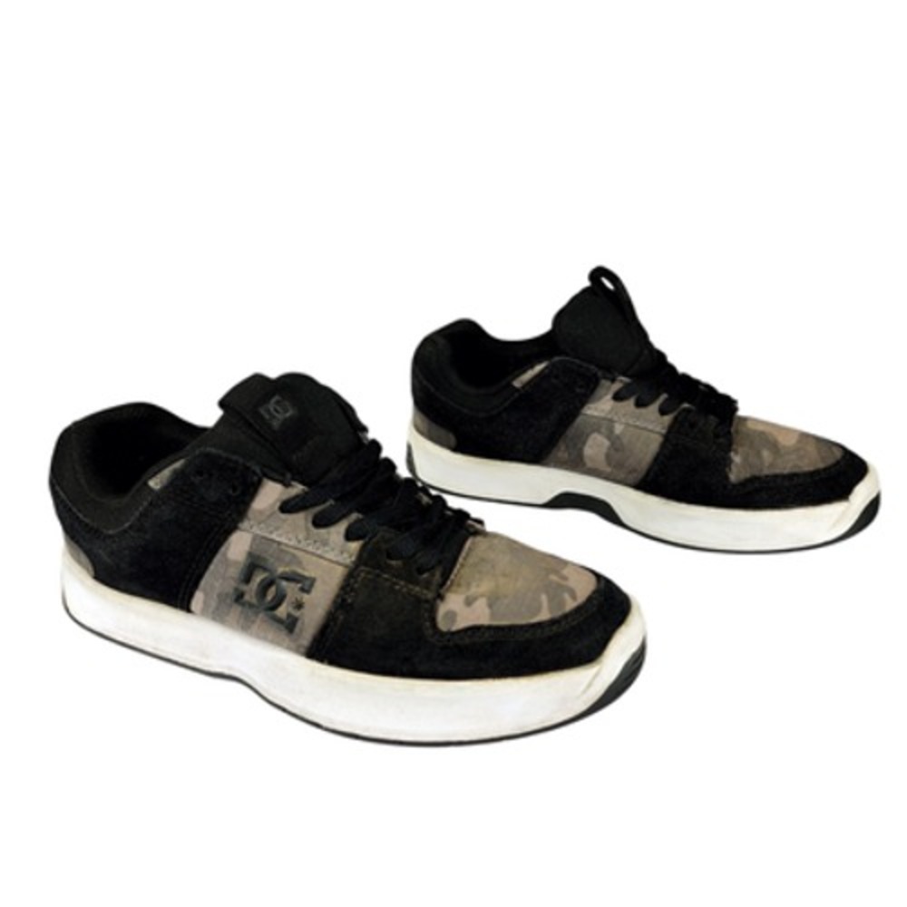 DC Lynx Zero Mens 6 Camo Skater Shoes Sneakers Wom 7.5 Black‎ Suede Green White